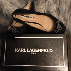 Karl Lagerfeld PARIS Black Suede Pumps.
